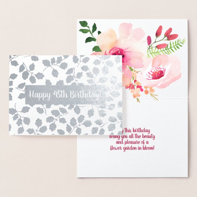 Watercolor Floral Custom Birthday/All-Occasion Foil Card (Display)