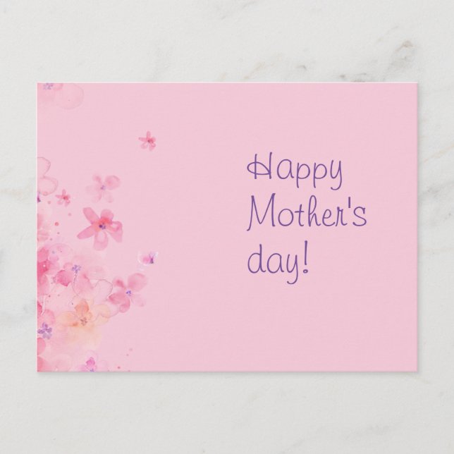 Watercolor Floral Custom Message Card for Mum (Front)