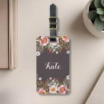 Watercolor Floral Custom Monogram Luggage Tag<br><div class="desc">Custom-designed monogram luggage tag featuring personalised monogram on a luscious watercolor floral bouquet design on the front,  editable contact information on the back.</div>