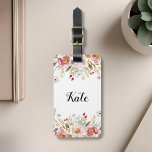 Watercolor Floral Custom Monogram Luggage Tag<br><div class="desc">Custom-designed monogram luggage tag featuring personalised monogram on a luscious watercolor floral bouquet design on the front,  editable contact information on the back.</div>