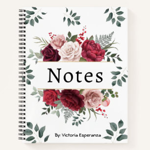 Watercolor Floral Custom Name Notebook