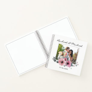 Watercolor Floral Custom Photo Wedding Guest Book