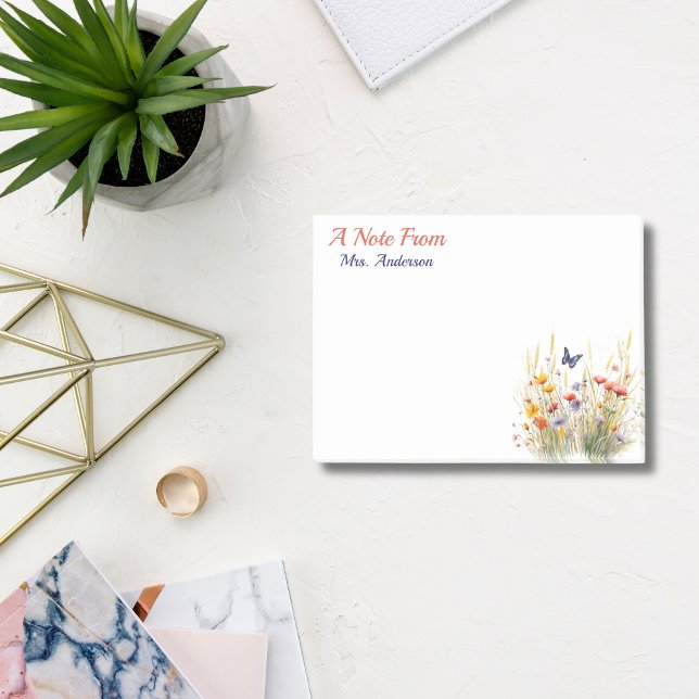 Watercolor Floral Custom Teacher Appreciation Post-it Notes (Watercolor Floral Custom Teacher Appreciation Post-it Notes)