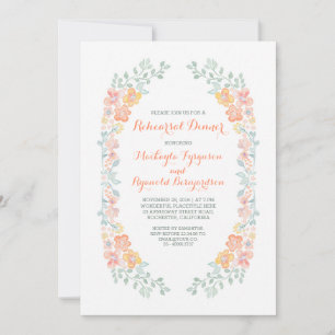 watercolor floral cute wreath rehearsal dinner invitation