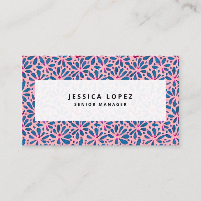 Watercolor Floral Cutouts Pattern Professional Business Card (Front)