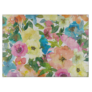Watercolor Floral Cutting Board