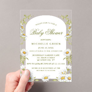 Watercolor Floral Daisy Baby Shower  Acrylic Invitations
