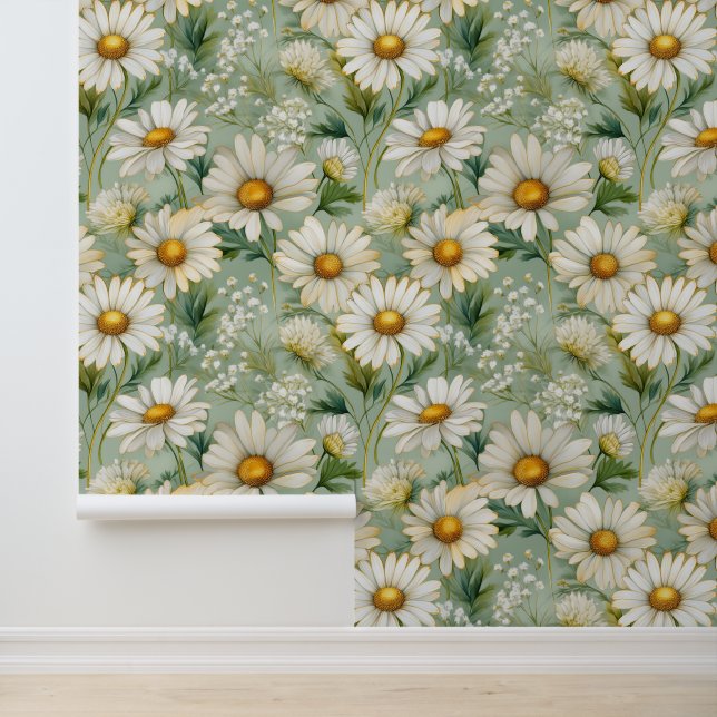 Watercolor Floral Daisy Garden Wallpaper (Application)