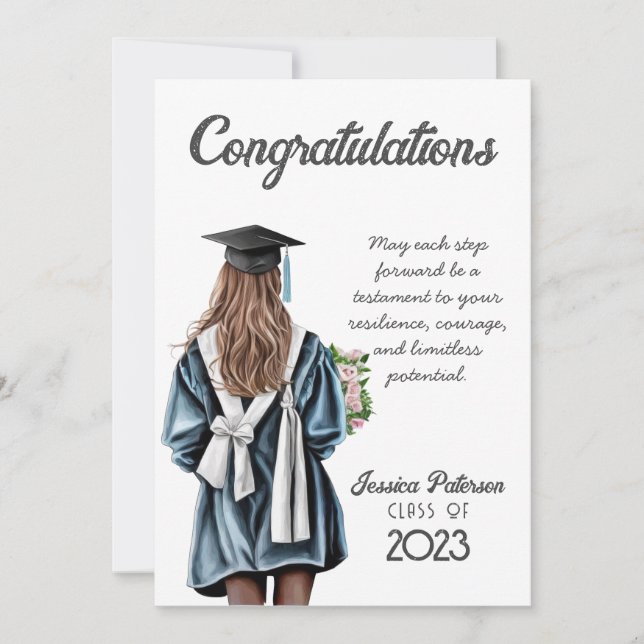 Watercolor Floral Dark Skin Girl Congratulations (Front)