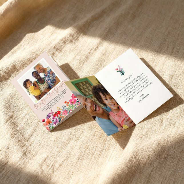 Watercolor Floral | Daughter Mother's Day Photo Card (Creator Uploaded)