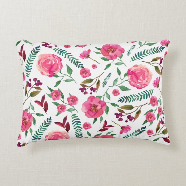 Watercolor Floral Decorative Cushion (Front)