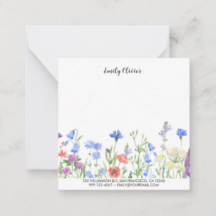 Watercolor Floral Design Custom Name and Address Card