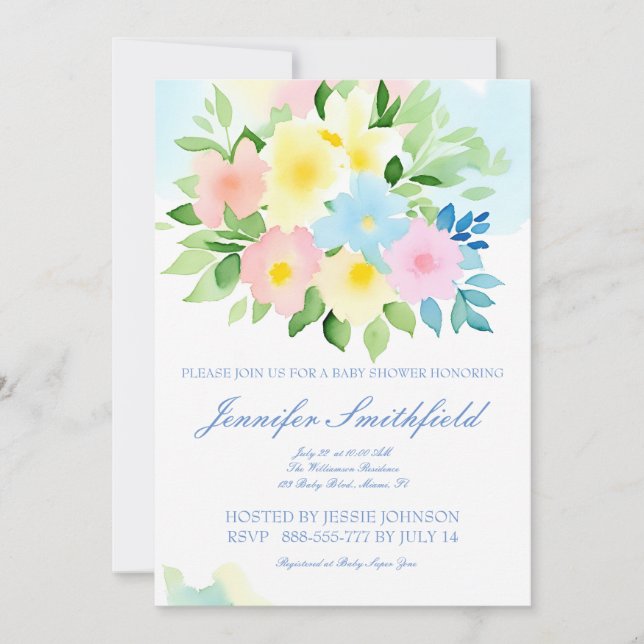 Watercolor FLORAL DESIGN Invitation (Front)