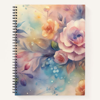 Watercolor floral design  notebook