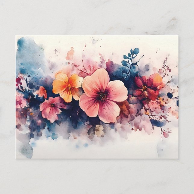 Watercolor Floral Design Postcard (Front)