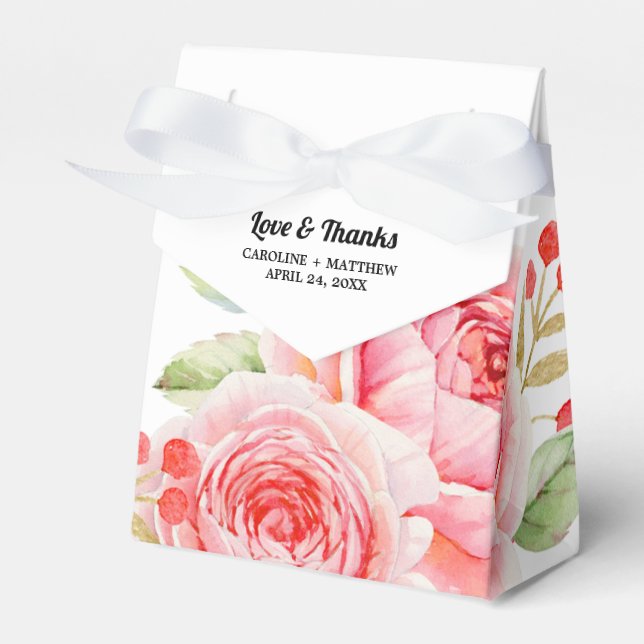 Watercolor Floral design Wedding Favour Boxes (Front Side)