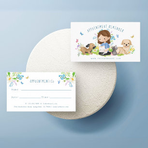 Watercolor Floral Dog & Cat Pet care service white Appointment Card