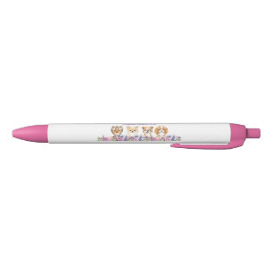 Watercolor Floral Dog Pet Sitting Grooming Black Ink Pen