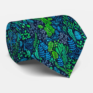 Watercolor floral doodles dark background tie