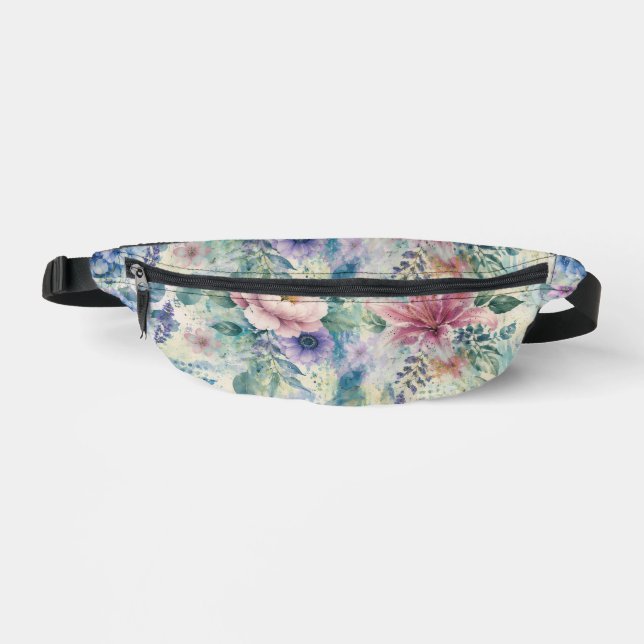 Watercolor Floral Dragonfly Pattern Bum Bags (Front)