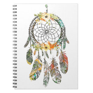 Watercolor floral dream catcher notebook