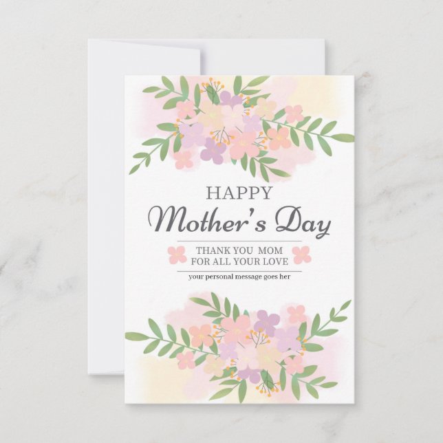 Watercolor Floral Dream Romantic Mothers Day Card (Front)