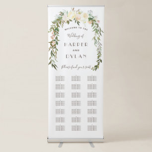 Watercolor Floral Drop Alphabetical Seating Chart Retractable Banner