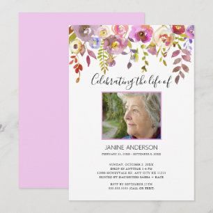 Watercolor Floral Drop Life Celebration photo Invitation