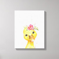 Watercolor Floral Duck Farmhouse Style Art