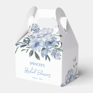 Watercolor Floral Dusty Blue Bridal Shower Favour Box