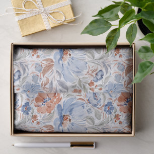 Watercolor Floral Dusty Blue Floral Garden Tissue Paper
