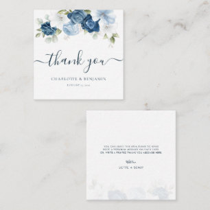 Watercolor Floral Dusty Blue Wedding Thank You Card