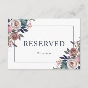 Watercolor Floral Dusty Rose Mauve Blue RESERVED Enclosure Card