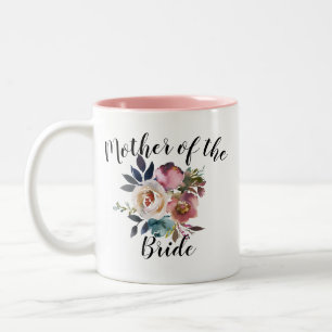 Watercolor Floral Dusty Rose Mother Bride Wedding Two-Tone Coffee Mug
