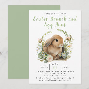 Watercolor Floral Easter Brunch and Egg Hunt Invitation