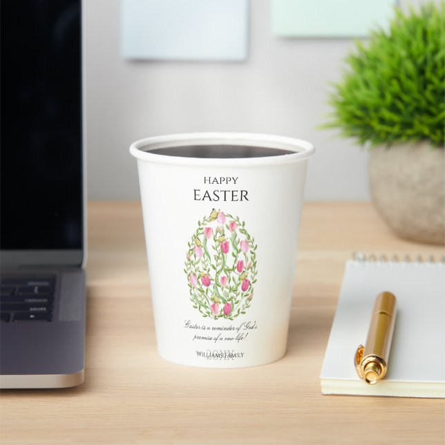 Watercolor Floral Easter Egg Happy Easter Paper Cups (Insitu)