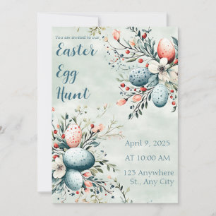 Watercolor Floral Easter Egg Hunt Invitation