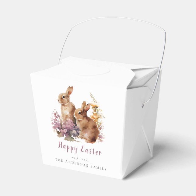 Watercolor Floral Easter Favour Boxes (Front Side)