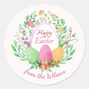 Watercolor Floral Easter Personalised  Sticker