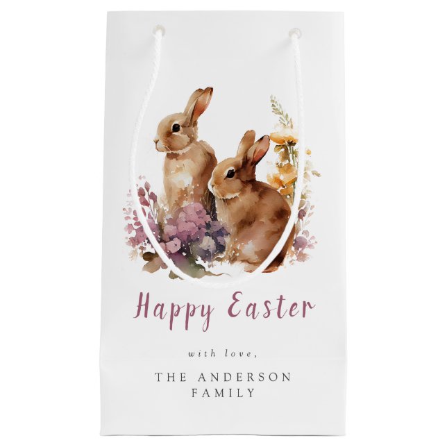 Watercolor Floral Easter Small Gift Bag (Front)