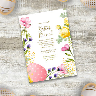 Watercolor Floral Egg hunt and Easter Brunch  Invitation