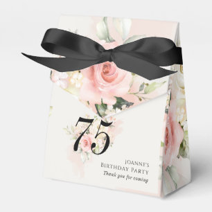 Watercolor Floral Elegant 75th Birthday Party Favour Box