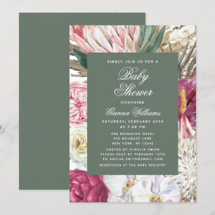 Watercolor Floral Elegant Baby Shower Invitation