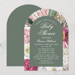 Watercolor Floral Elegant Baby Shower Invitation