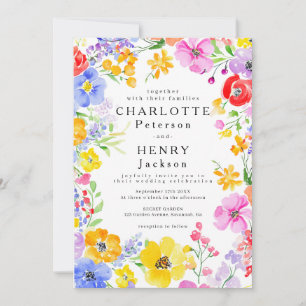 Watercolor Floral Elegant Bołd Wedding Invitation