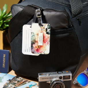 Watercolor Floral Elegant Botanical Personalised Luggage Tag