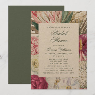 Watercolor Floral Elegant Bridal Shower Invitation