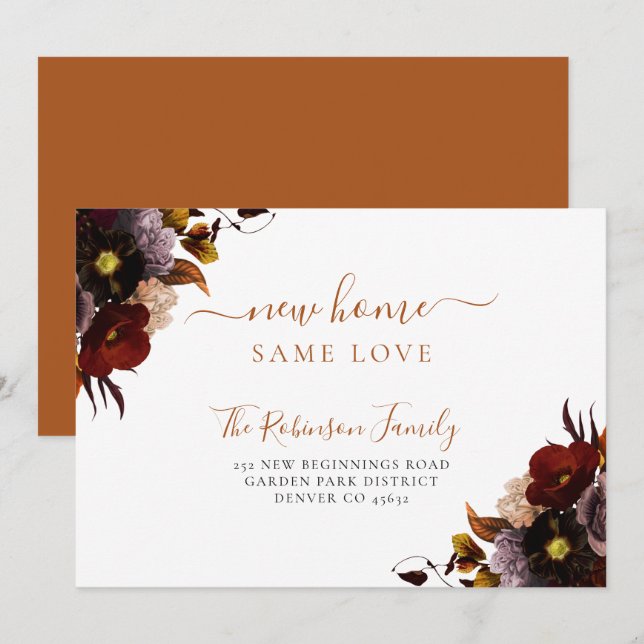 Watercolor floral elegant chic moving announcement (Front/Back)