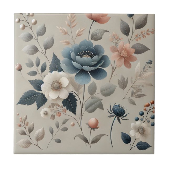 Watercolor Floral Elegant Spring Design Tile (Front)