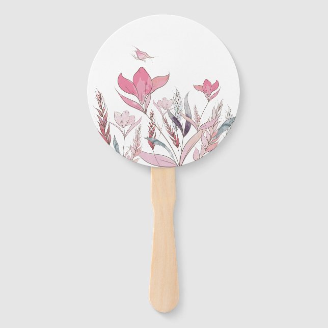Watercolor Floral – Elegant Wedding Favour Hand Fan (Front)